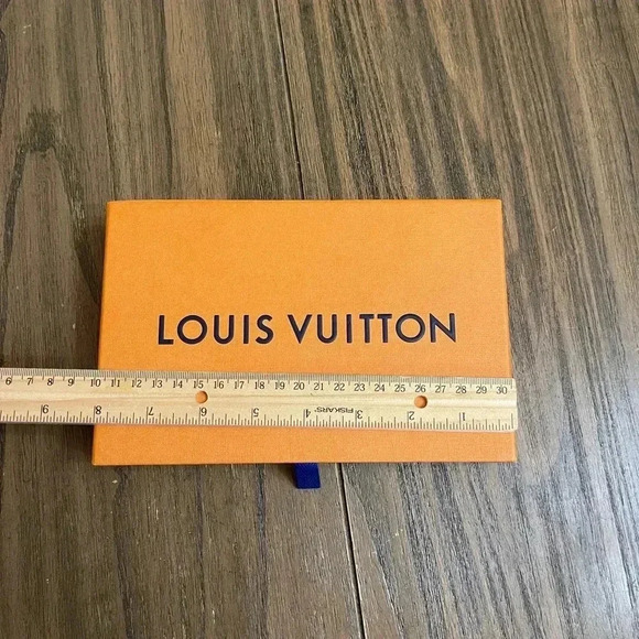 Authentic Louis Vuitton Orange Gift Box, Ribbon, 3” Name Card, and Bag Set - Picture 13 of 16